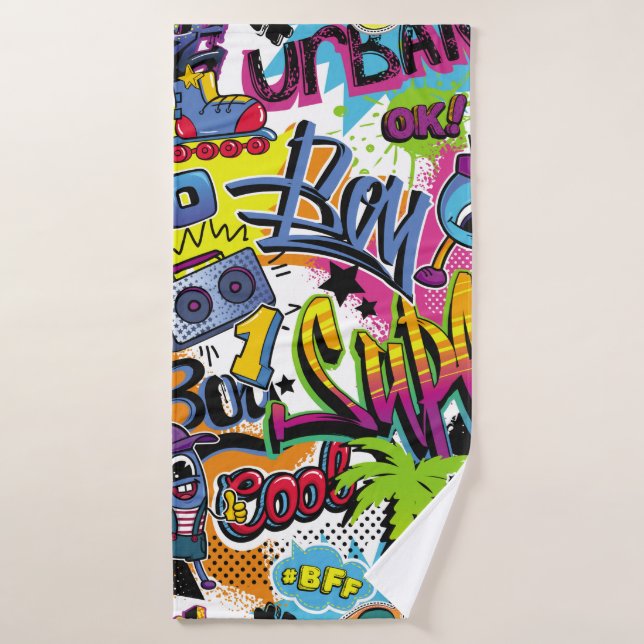 motif de bandes dessinées sans couture Abstrait av (Serviette de bain)