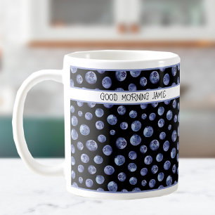 Motif de bleuets sur la tasse personnalisée noire