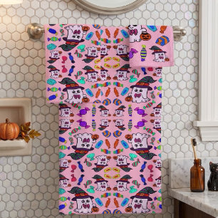 Motif de bonbons pastel Halloween et sorcières fan