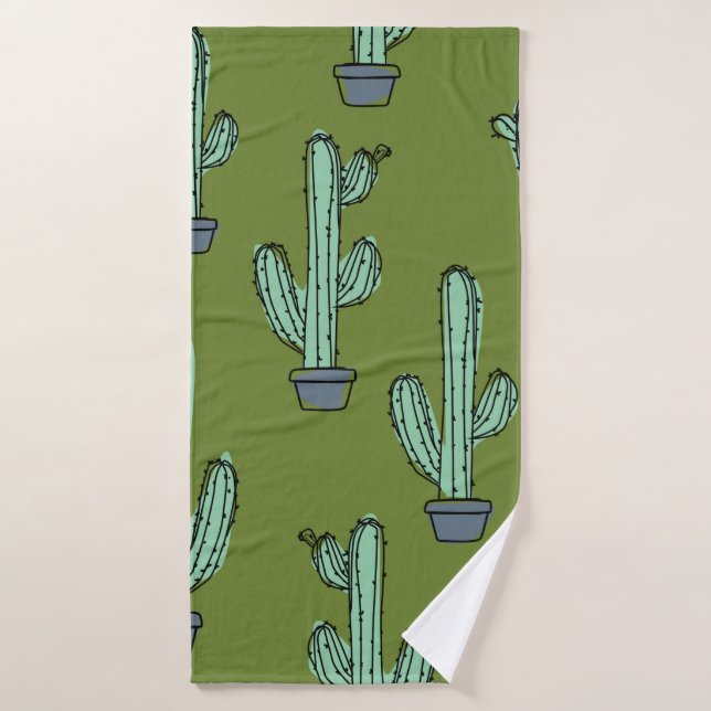 Motif de cactus dessiné à la main (Serviette de bain)