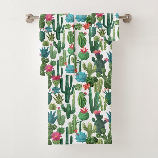Motif de cactus Turquoises verts en fleurs (En situation)