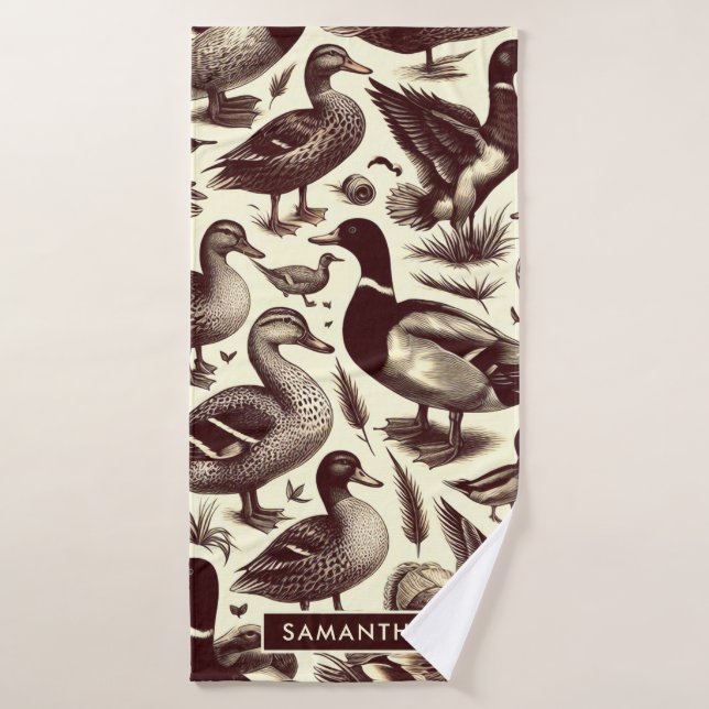 Motif de canard vintage et d'oie (Serviette de bain)
