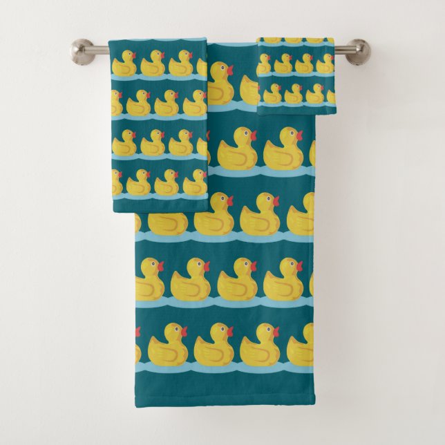 Motif de caneton mignon sur fond bleu (En situation)