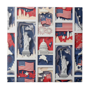 Motif de carreau en papier découpé patriotique str