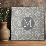 Motif de carreaux agricoles Monogramme personnalis<br><div class="desc">Un design populaire avec des couleurs neutres et une zone pour ajouter vos monogrammes ou votre nom. Couleurs et motifs tendance pour votre maison. Si vous devez ajuster les initiales,  cliquez sur le bouton personnaliser et apporter des modifications.</div>