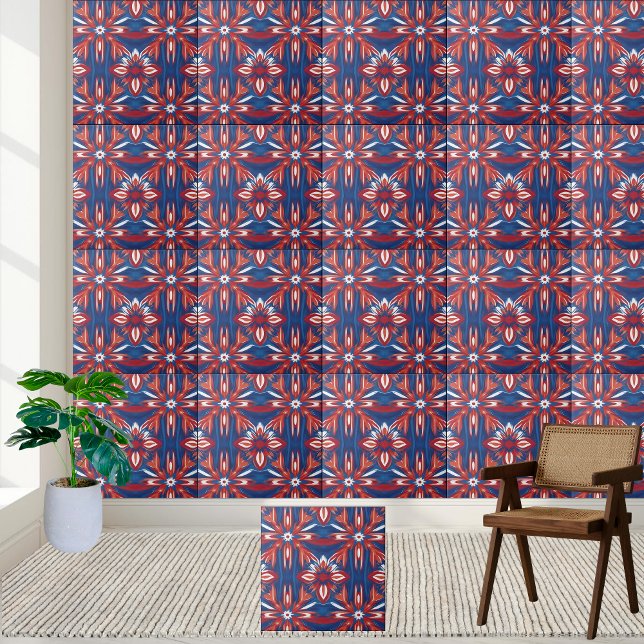 Motif de carreaux floraux scandinaves (Vibrant Scandinavian Floral Tile Pattern)