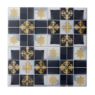 Motif de carreaux minuscules Noir Or