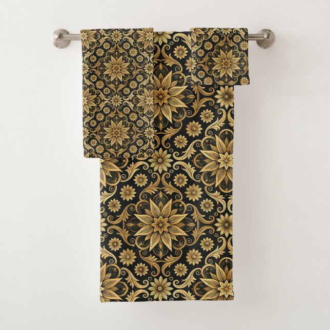 Motif de carrelage gris or noir élégant  (En situation)