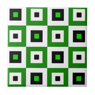 Motif de carrés à carreaux verts noirs et blancs