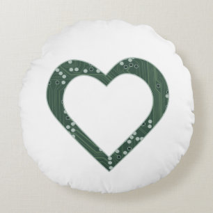 Motif de carte de circuit Heart Round Coussin