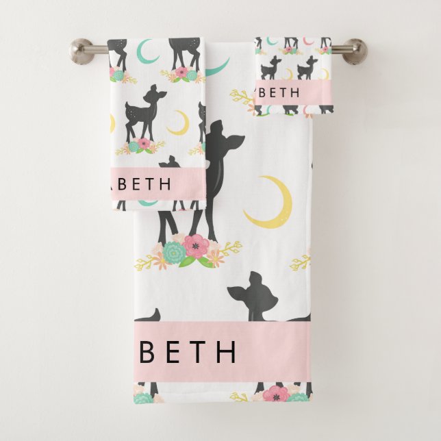 Motif de cerfs, Cerf de bébé, Boho, Fleurs, Votre  (En situation)