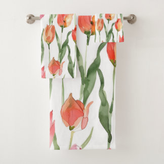 Motif de champ de tulipe rouge rose clair