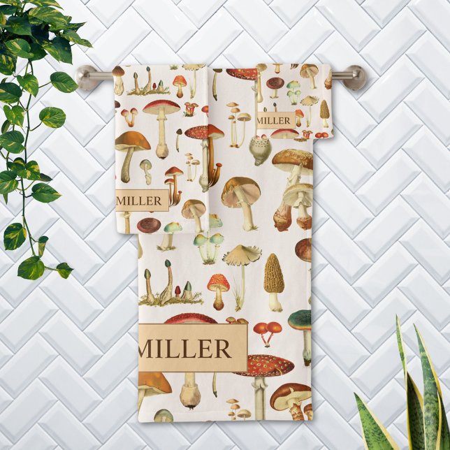 Motif de champignons vintages (In situ Bathroom wall)