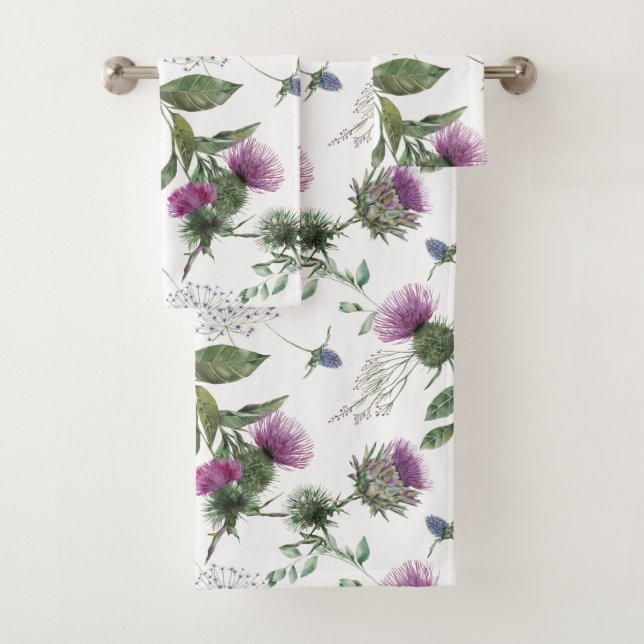 Motif de Chardon Violet Floral (En situation)