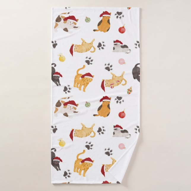 Motif de chat de vacances mignon (Serviette de bain)