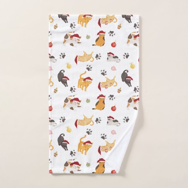 Motif de chat des fêtes mignon (Serviette à main)
