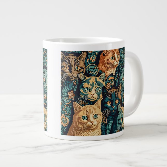 Motif de chat Jumbo Mug (Devant droit)