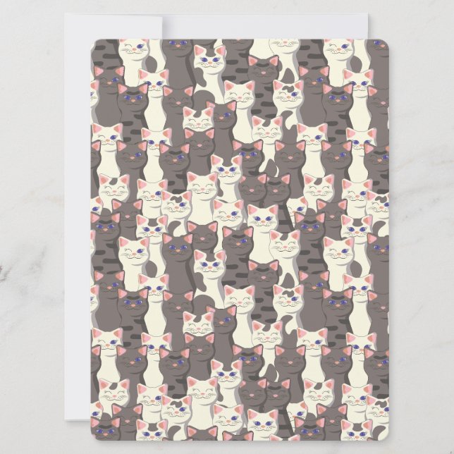 Motif de chats blancs et gris (Devant)