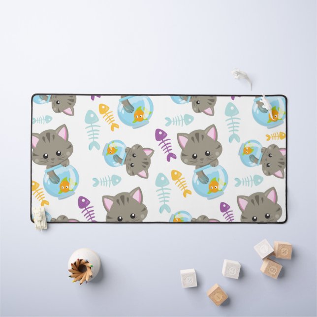 Motif De Chats, Chats Mignons, Chatons, Poisson (Tableau pour enfants)