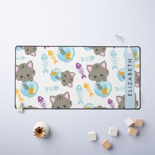 Motif De Chats, Chats Mignons, Chatons, Votre Nom (Tableau pour enfants)