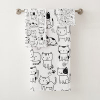 Motif de chats gribouillés mignons