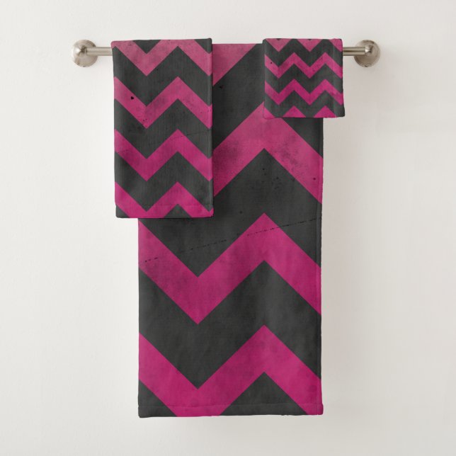 Motif de chevron gris foncé rose magenta (En situation)