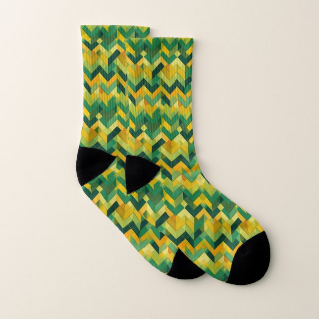 Motif de chevron vert et jaune (Paire)
