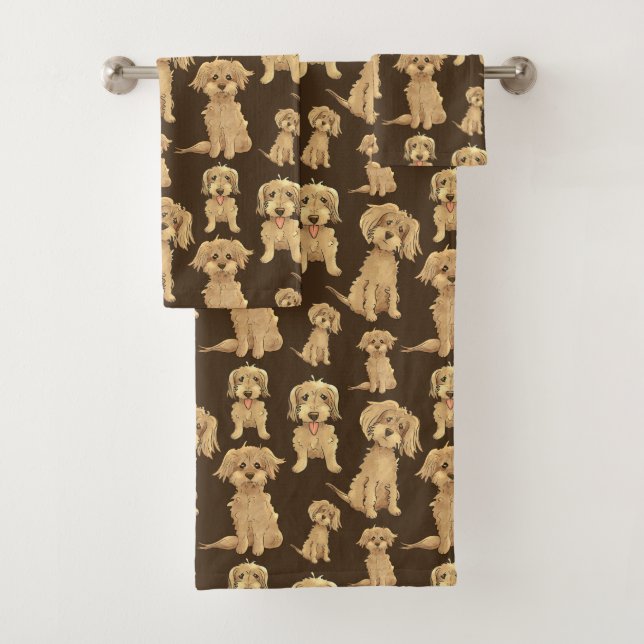 Motif de chien Brown labradoodle doré  (En situation)