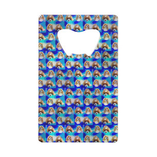 Motif de chien Cavalier Abstrait Bleu,