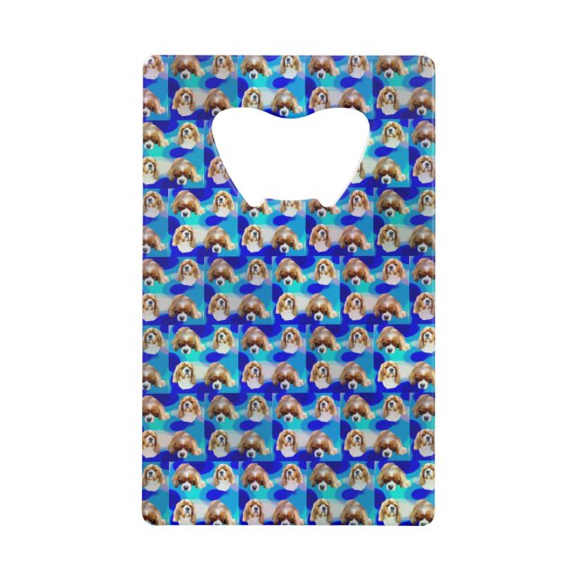 Motif de chien Cavalier Abstrait Bleu, (Devant)