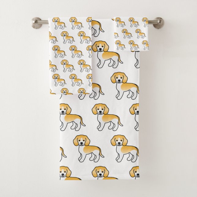 Motif de chien de dessin animé mignon Beagle blanc (En situation)