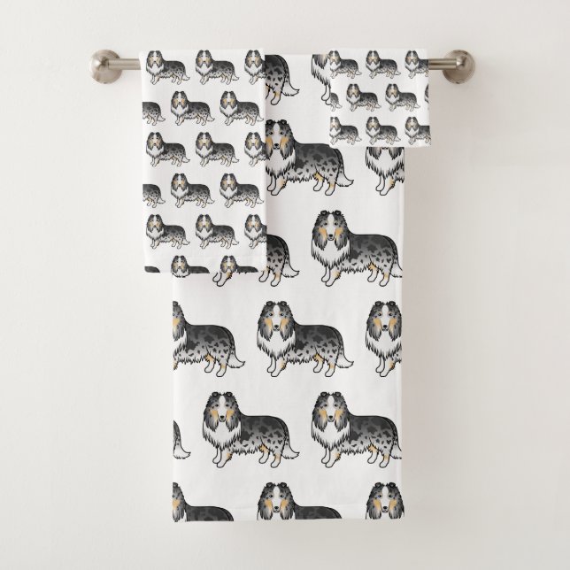 Motif de chien de dessin animé mignon Collie Rough (En situation)