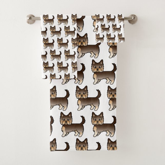 Motif de chien Yorkshire Terrier marron chocolat (En situation)