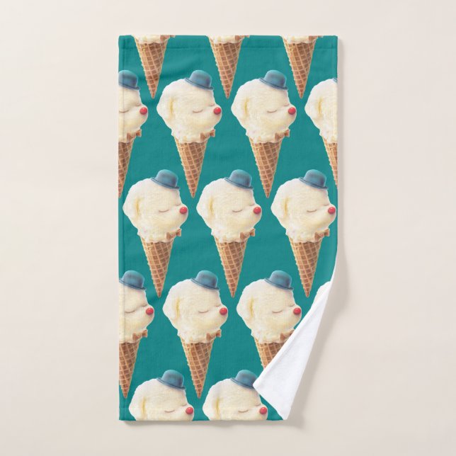 Motif de chiot à crème glacée (Serviette à main)