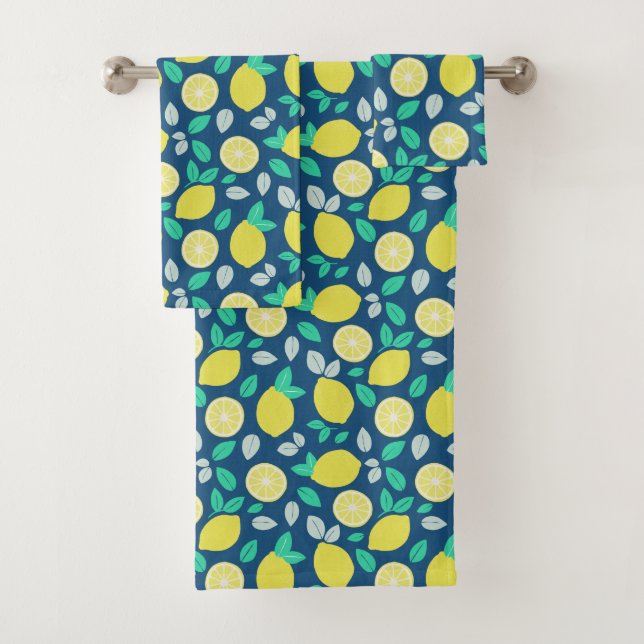 Motif de citron d'été en bleu marine (En situation)