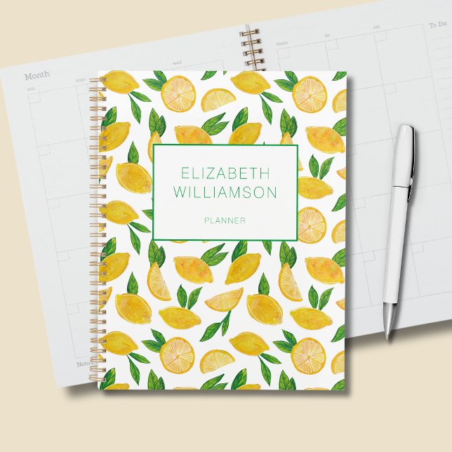 Motif de citron d'été fruit de citrus (Citrus lemon personalized planner)