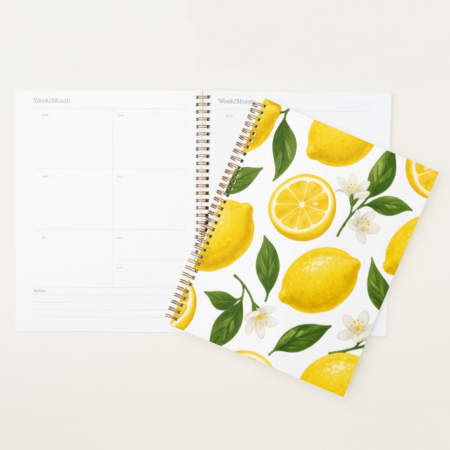 Motif de citron frais avec feuilles et fleurs (Devant avec enveloppe)