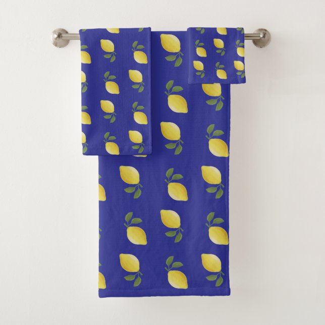 Motif de citron jaune sur lapis-lazuli bleu (En situation)