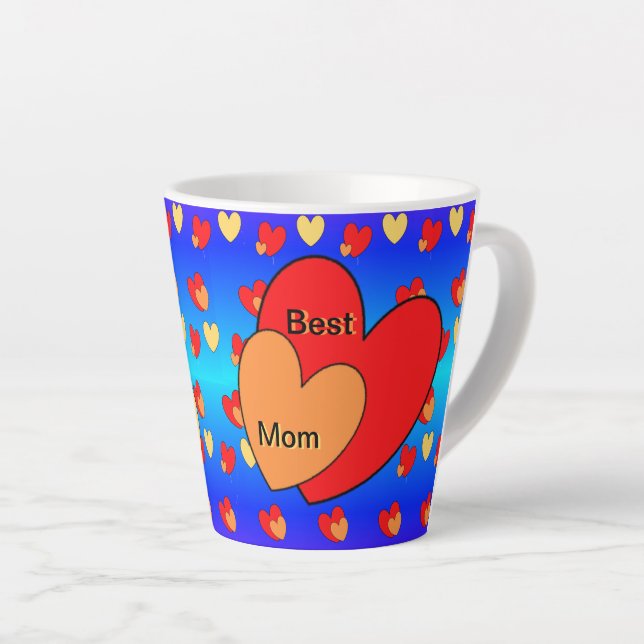 Motif de coeur Best Mom Latte Mug (Angle droit)