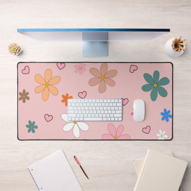 Motif de cœur de fleur coloré rose prépa Y2K (Bureau 1)