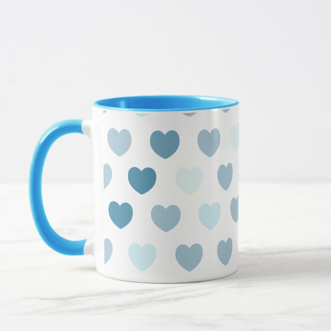 Motif de coeur en bleu, mug (Gauche)