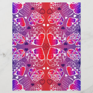 Motif de coeur romantique violet et rouge Whimsica