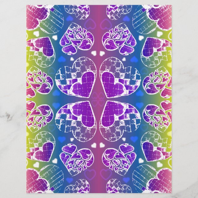 Motif de cœurs fantaisistes violet, bleu, jaune am (Devant)