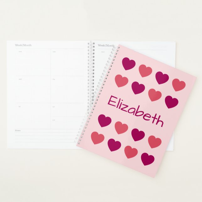 Motif de coeurs roses mignons Nom (Devant avec enveloppe)