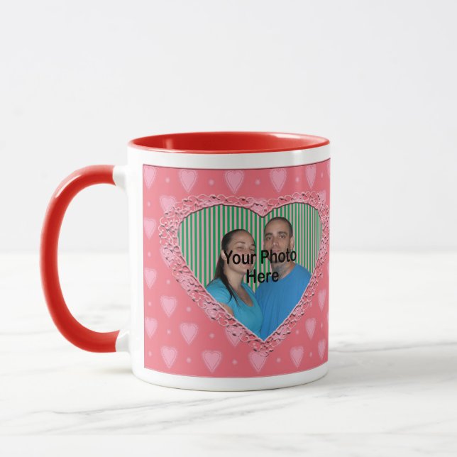 Motif de Coeurs roses Photo Mug Modèle (Gauche)