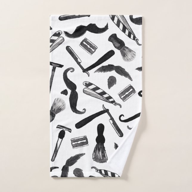 Motif de coiffeur d'aquarelle de rasoir de rasoir (Serviette à main)