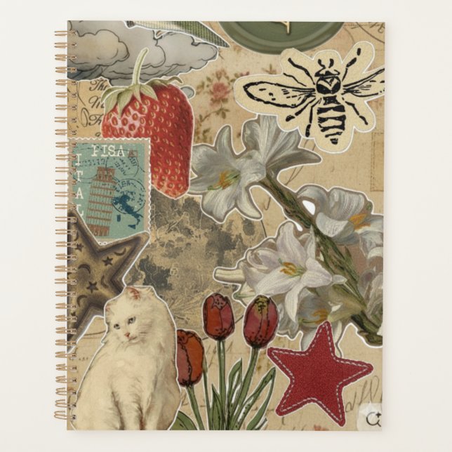 Motif de collage floral de chat – Conception artis (Devant)