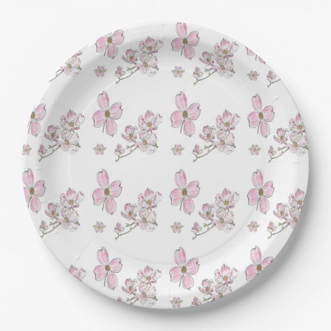 Motif de cornouiller sur assiettes en papier (Devant)