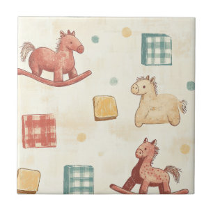 Motif de cottage à cheval à bascule à carreaux ass