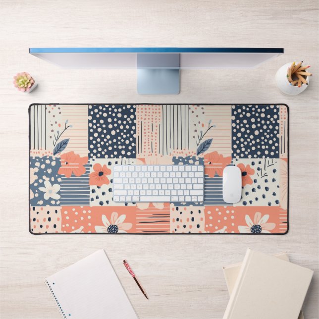 Motif de courtepointe en patchwork floral Navy Cor (Bureau 1)